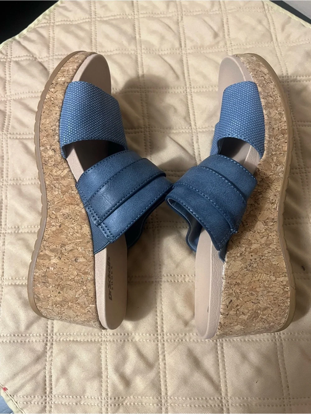 Dr. Scholl's Blue Cali Vibe Double-Strap Slide Wedges